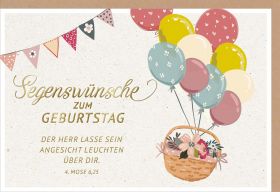Faltkarte Wimpel und Luftballons - Zum Geburtstag
